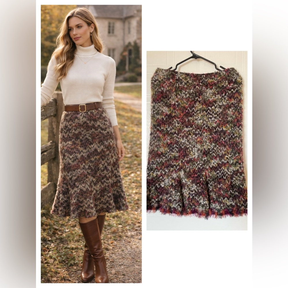 Joseph Ribkoff Mohair Blend Knit Skirt Size 8 Textured Classic Flare